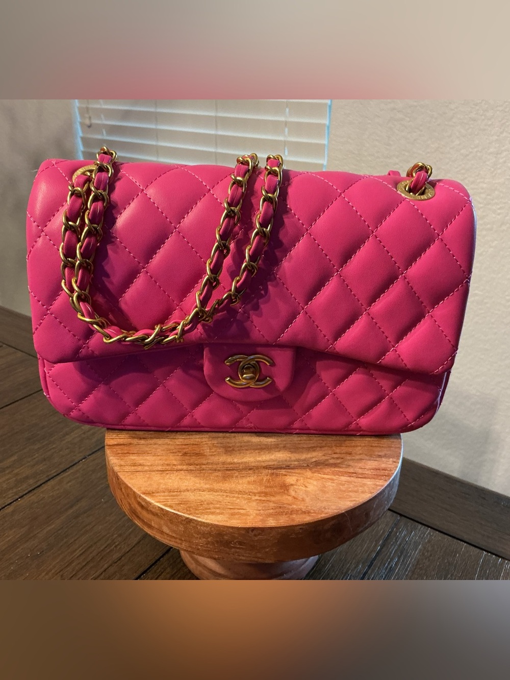 Pink Quilted Flap Bag | Gold Chain Strap | Chanel-Inspired | 9” Shoulder Bag